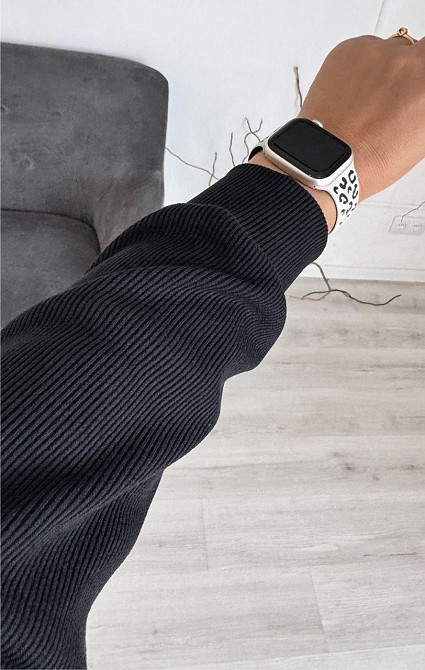 Жіночий стильний повсякденний костюм-двійка: кардиган на ґудзиках + штани трикотажний рубчик Чорний, 46/48 Одеса - фото 6