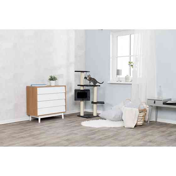 Дряпка-комплекс Trixie Palamos для котів з іграшкою на мотузці сизаль/плюш чорна 39х39х109 см Київ