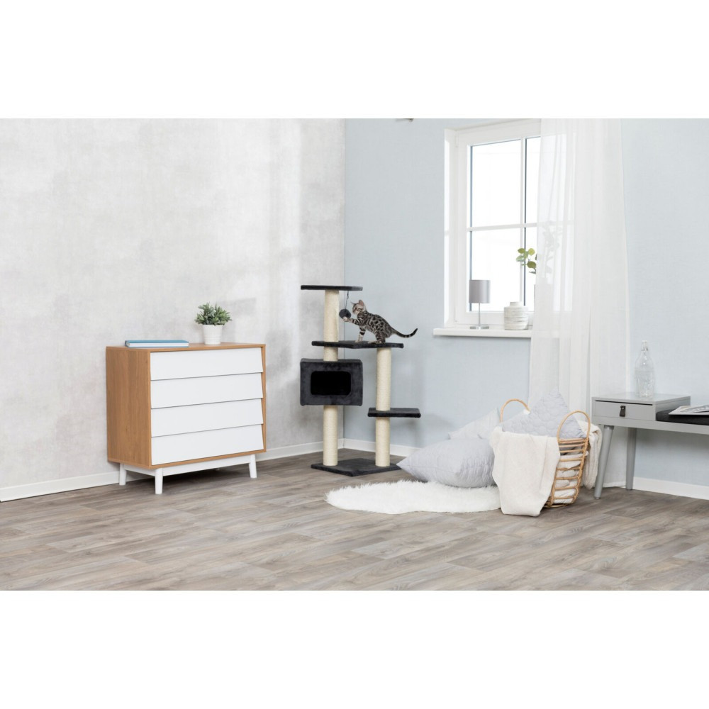 Дряпка-комплекс Trixie Palamos для котів з іграшкою на мотузці сизаль/плюш чорна 39х39х109 см Київ - фото 3