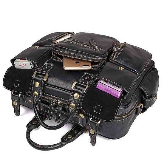 Багатофункціональна сумка з натуральної шкіри Чорна (Vintage) Київ