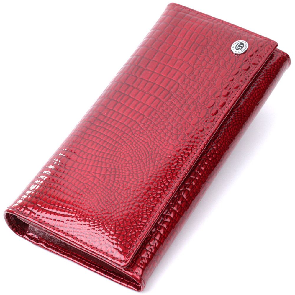 Жіночий гаманець з лакованої шкіри, червоний (ST Leather) Київ - фото 12