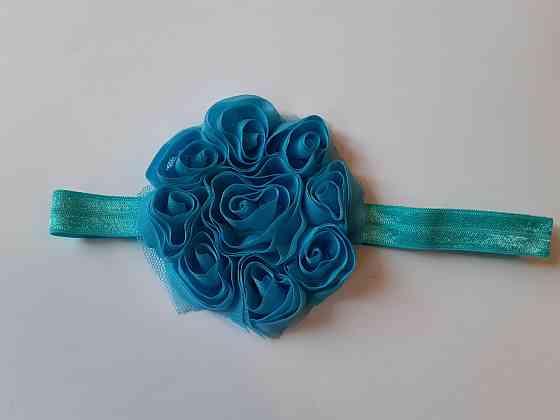 Дитяча пов'язка блакитна - окружність 42-55см, квітка 8см Київ