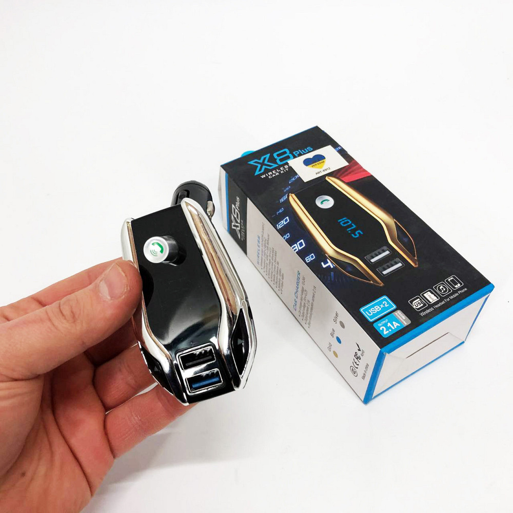 Приймач Bluetooth з FM-трансляцією для автомобіля X8 plus, Автомобільний FM передавач ZQ-612 з блютуз Київ - фото 5
