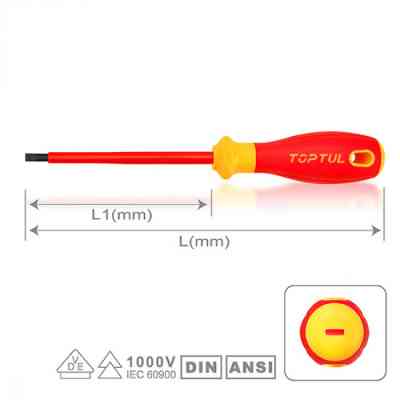 Отвертка Toptul диэлектрическая прямая шлицевая 4x100мм (1000V) VDE Pro-Plus Series (FAEF0410V4) Винница