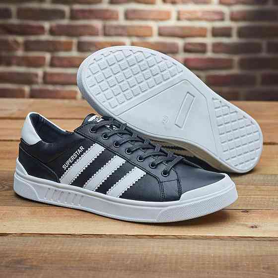 Чоловічі шкіряні кросівки М-144 чер.бел Харьков