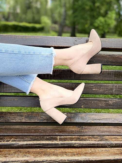 SANTINI Туфлі жіночі SANTINI пудра натуральна замша каблук 10см 38р.39р. (953571-22) Коломия - фото 6