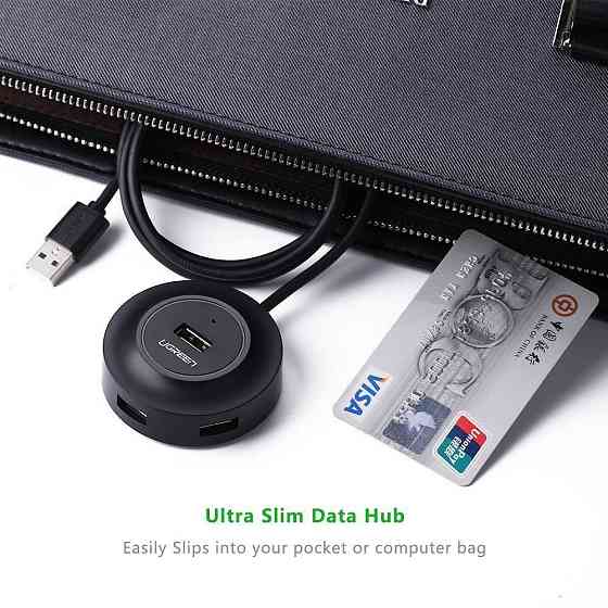 USB хаб/концентратор/разветвитель Ugreen на 4 USB 2.0 порта CR106 (Черный) Николаев