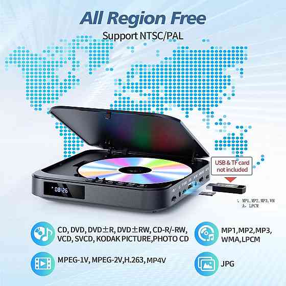 Mini DVD-плеєр Desobry MB115B багатоформатний 1080P 110-240V Дніпро