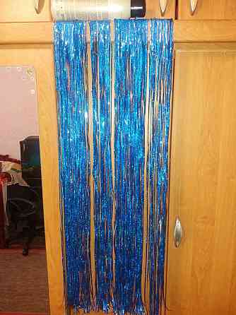Дождик на елку с голограммой 1 м на 10 см синий Киев