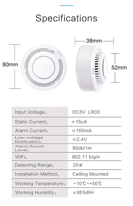 Беспроводной дымовой датчик Tuya для умного дома 85дБ Киев - изображение 4