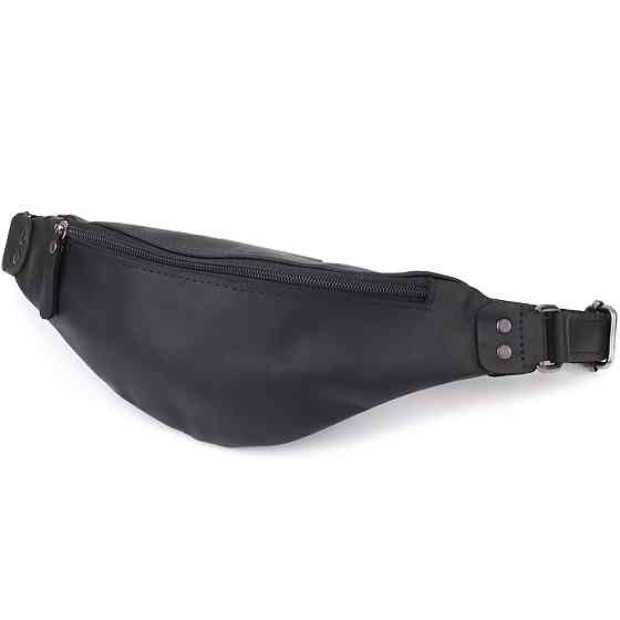 Чоловіча бананка з натуральної вінтажної шкіри Чорний (SHVIGEL) Київ