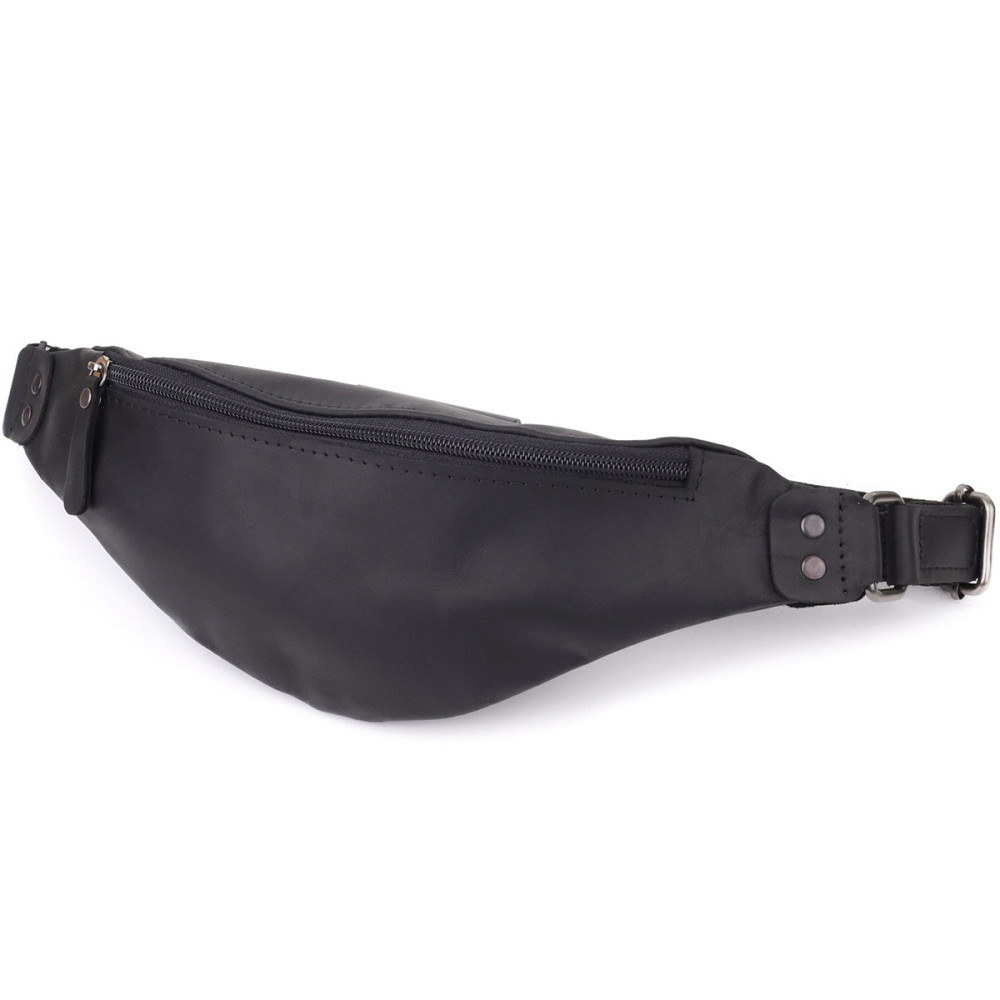 Чоловіча бананка з натуральної вінтажної шкіри Чорний (SHVIGEL) Київ - фото 5