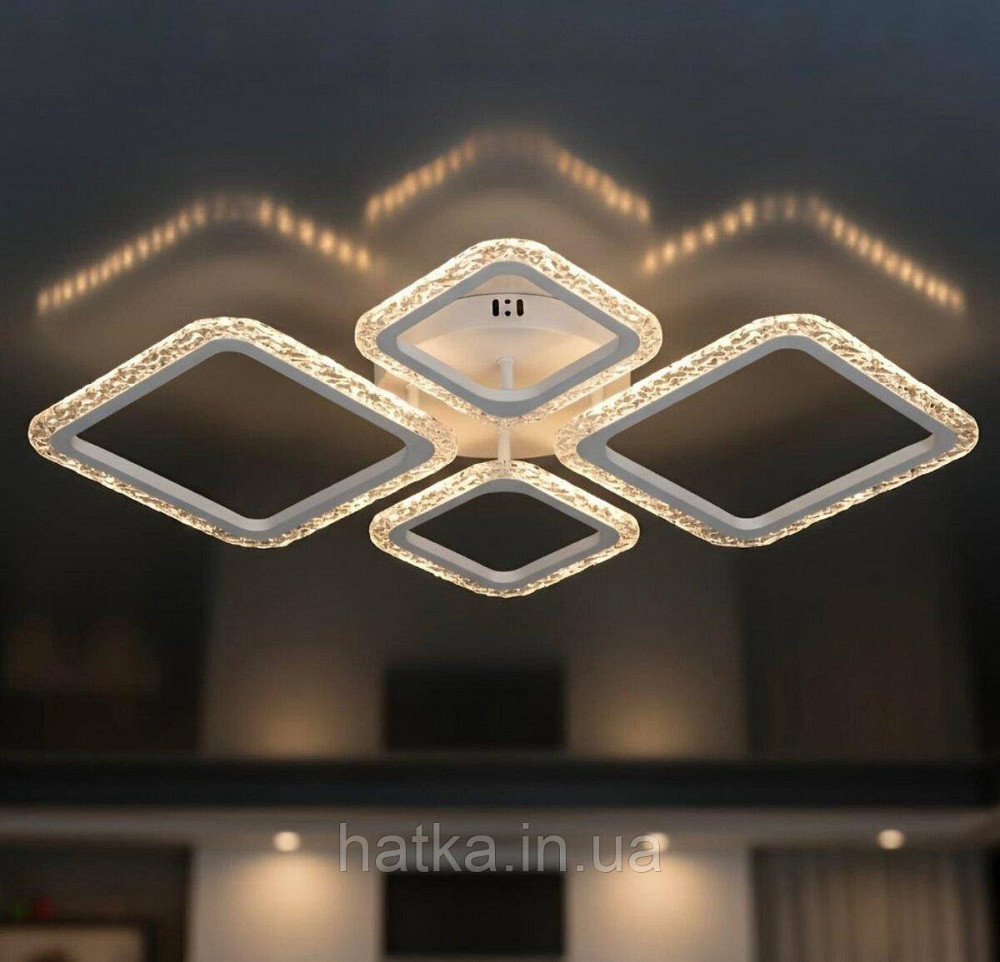 Люстра потолочная светодиодная VALESO Акрил/Металл Белый 84W 2966/2+2 Киев - изображение 3