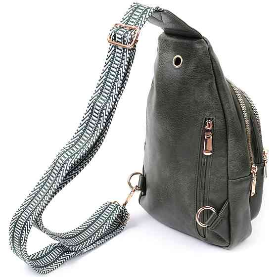 Удобная женская сумка с одной лямкой через плечо из экокожи Vintage 22756 Зеленый Киев