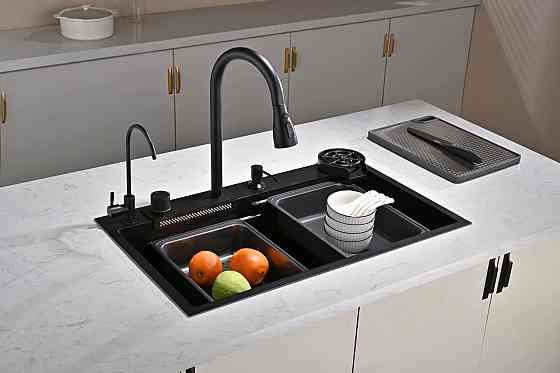 Кухонна мийка водоспад Willda чорна / Nano Black 75x46x22 см (375777766) Київ