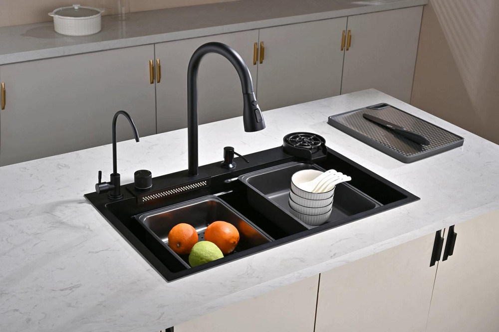 Кухонная мойка водопад Willda черная / Nano Black 75x46x22 см (375777766) Киев - изображение 1