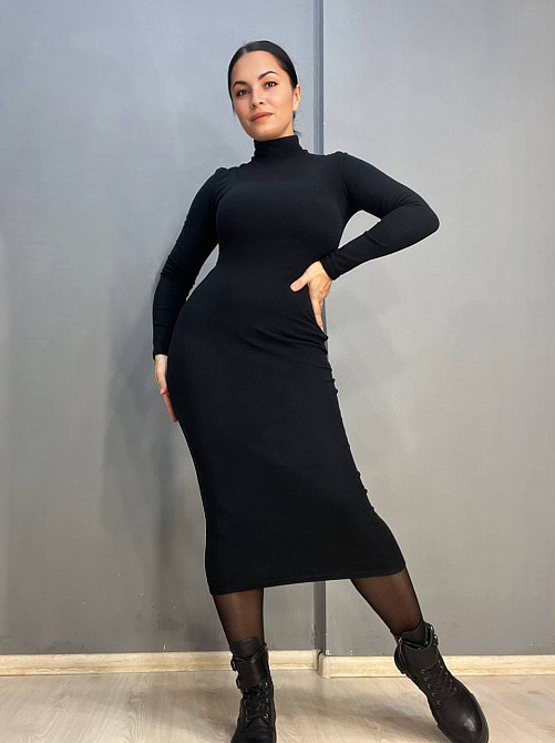Платье женское Azuri 6542 силуэтное велюр воротник стойка черное, черный, S Киев - изображение 18