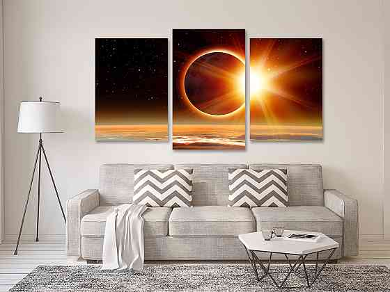 Модульная картина в гостиную / спальню   Місячне затемнення  Art-717_3 70x130 см Киев