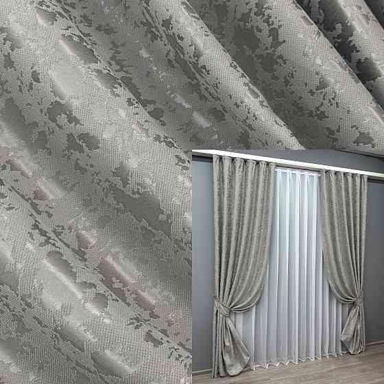 Комплект готових штор VR-Textil Льон мармур Pavliani VO № 1714ш сірий 150х275 см 2 шт (33-0614) Київ