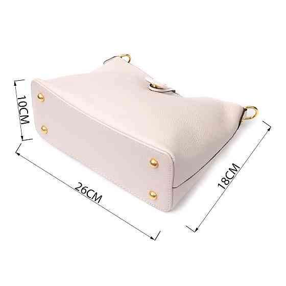 Кожаная женская сумка с оригинальной застежкой пуговкой Vintage 22321 Белая Киев