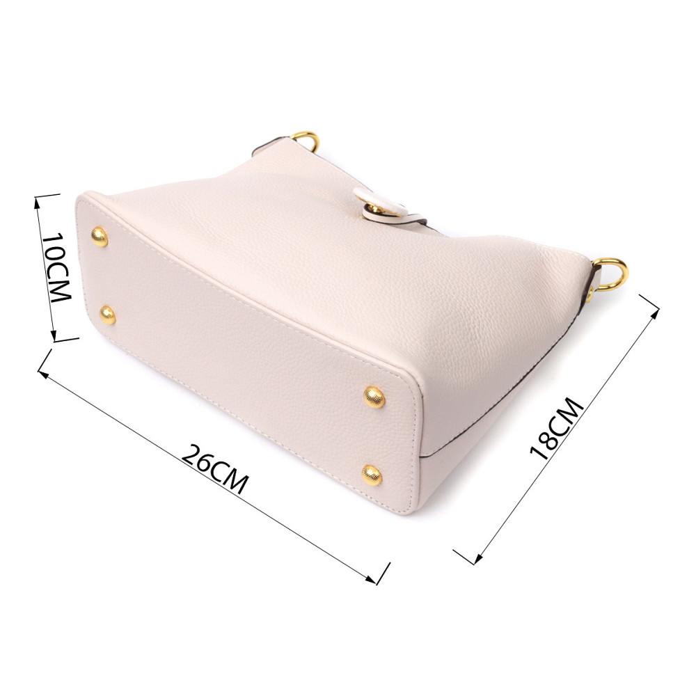 Кожаная женская сумка с оригинальной застежкой пуговкой Vintage 22321 Белая Киев - изображение 3