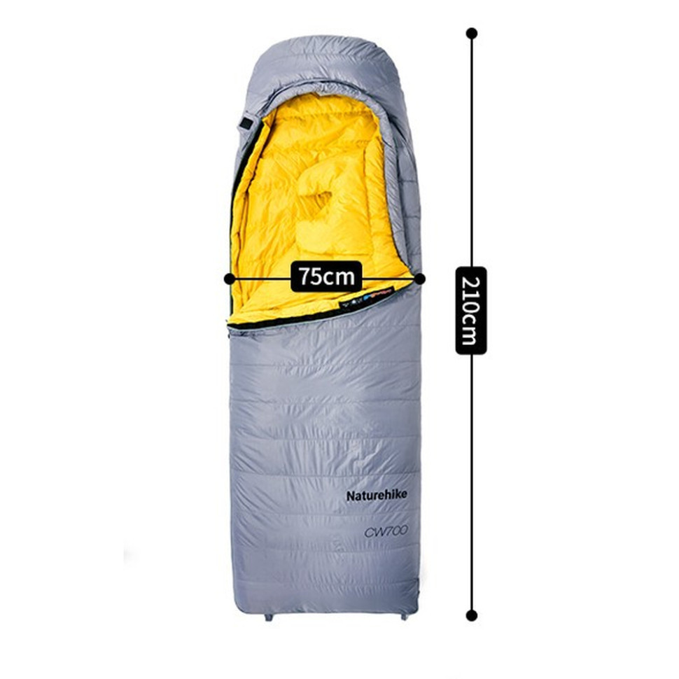 Спальний мішок із натуральним пухом Naturehike CW700 CNK2450WS048 Жовто-сірий L Вінниця - фото 3