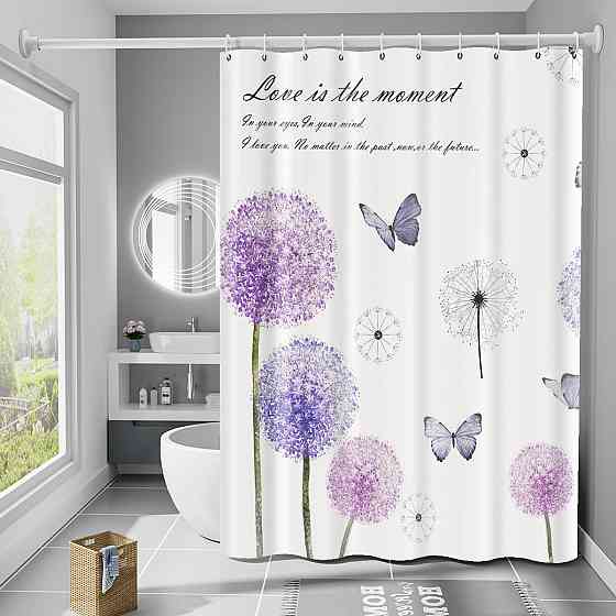 Шторка для ванны из полиэстера водонепроницаемая Bathlux 180x180 см с кольцами, занавеска для ванной комнаты Каменец-Подольский