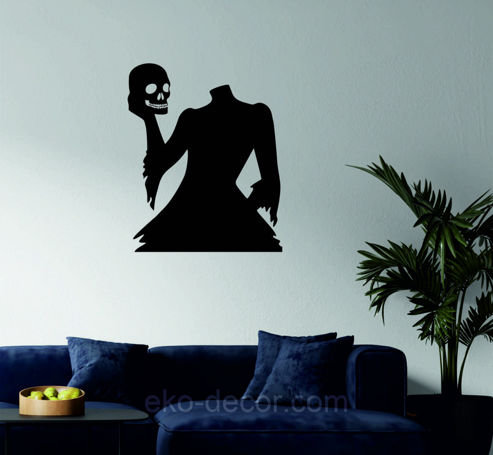 Декоративное настенное Панно «Безголовая женщина и череп», Декор на стену 70*57 см, Черный Киев - изображение 2