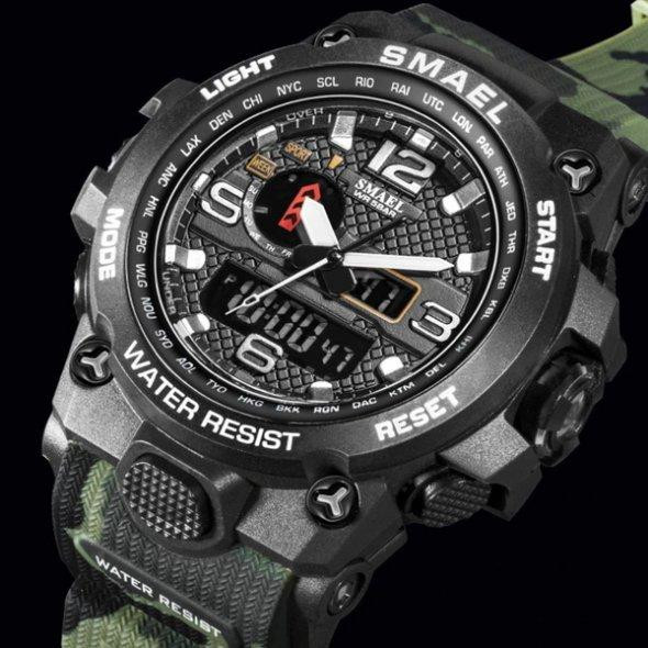 Водостійкий тактичний кварцовий годинник Smael Tank black Вінниця - фото 1