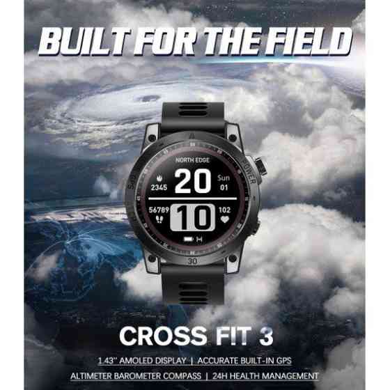 Мужские наручные умные часы North Edge CrossFit GPS с компасом (Black) Винница