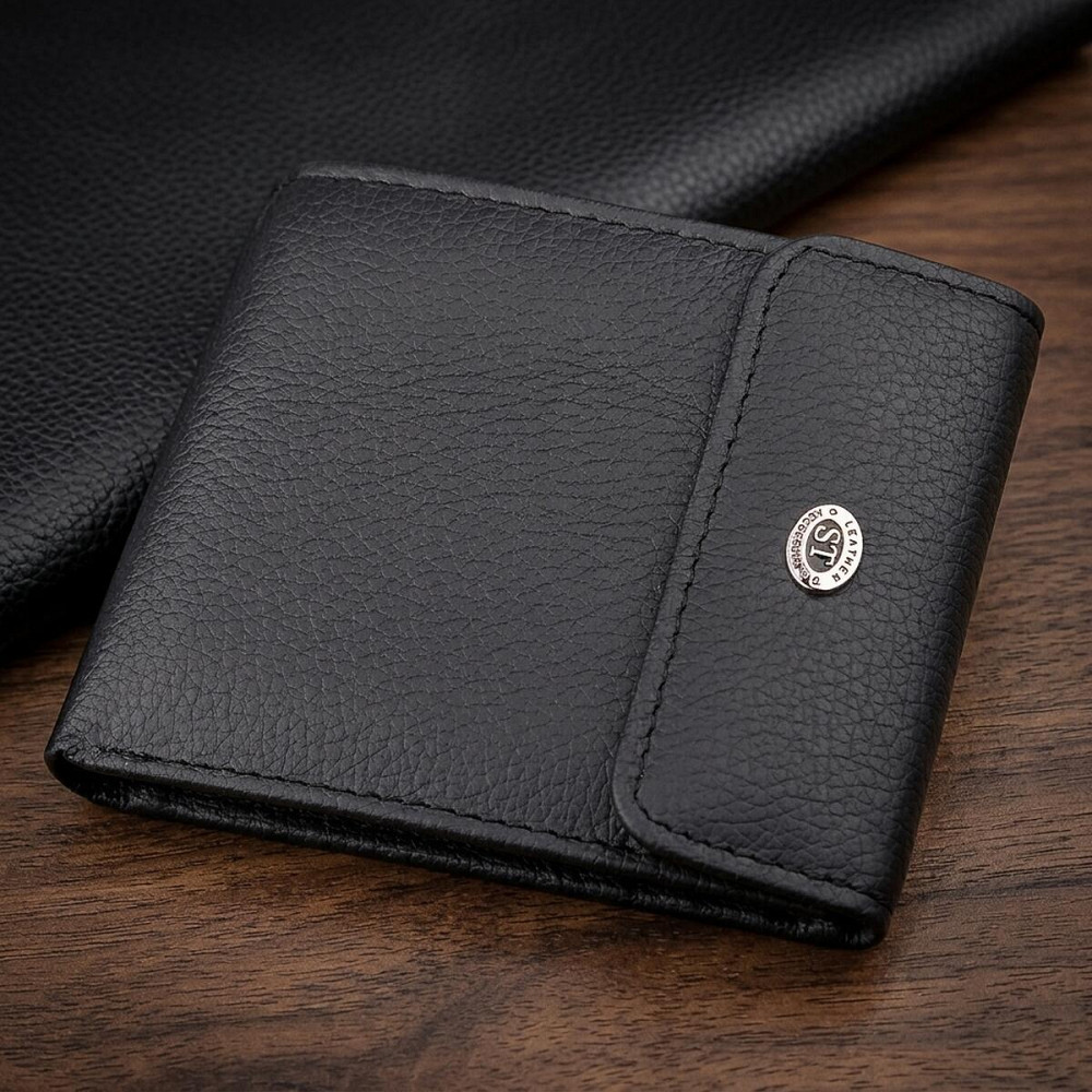 Кошелек ST Leather 18313 (ST155) кожаный Черный Киев - изображение 7