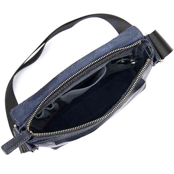 Практичная кожаная мужская сумка-мессенджер Темно-синий (GRANDE PELLE) Киев