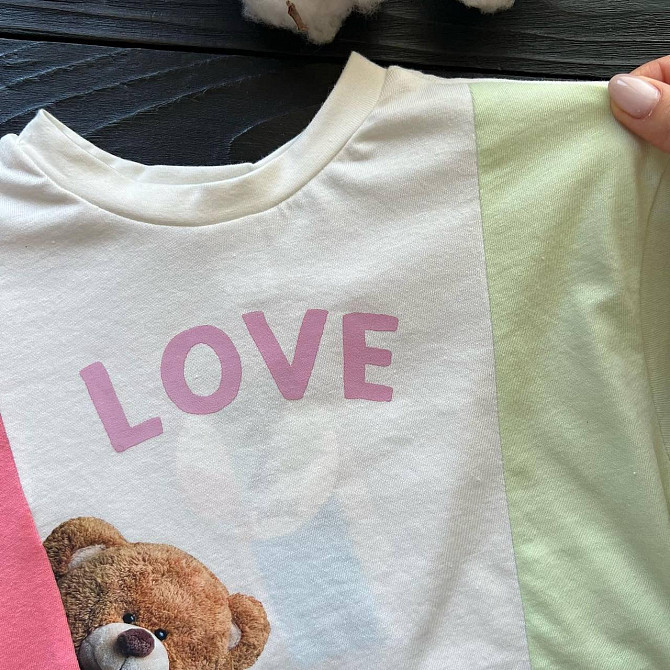 Дитячий Літній Костюм для Дівчинки Футболка з Ведмедиком LOVE та Шорти LC Waikiki 3-4 роки (98-104см Киев - изображение 5