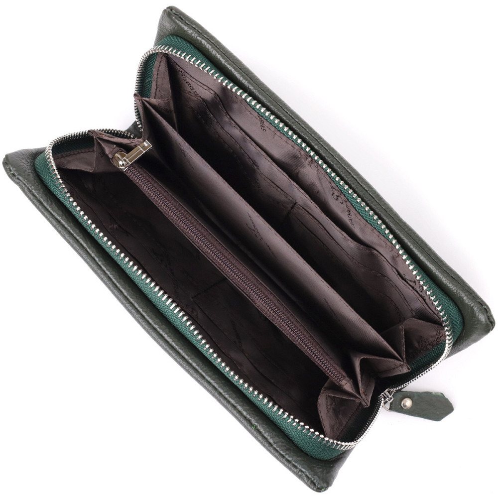 Стильный кошелек-клатч для женщин с отделением под телефон ST Leather 23103 Зеленый Киев - изображение 7