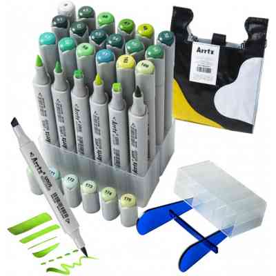 Художественный маркер Arrtx Спиртовые Oros ASM-03GN 24 цвета, зеленые оттенки (LC302512) Винница