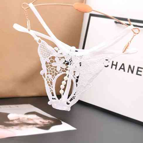 Трусики з бусинками еротичні універсальний білий Київ