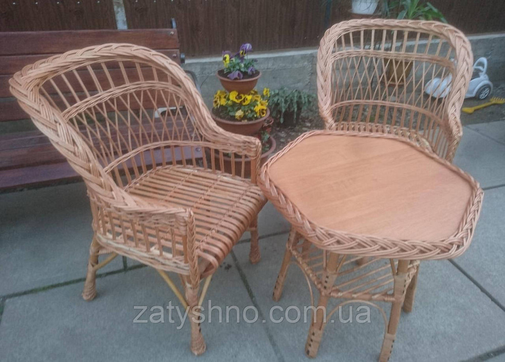 Меблі плетені на балкон з шестигранним столом Київ - фото 4