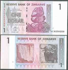 ЗИМБАБВЕ 1 доллар 2007г. UNC Полтава