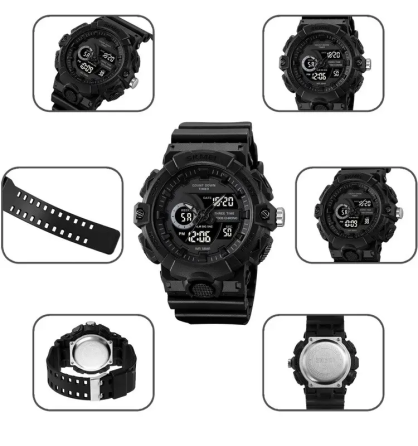 Часы мужские наручные спортивные Skmei 2225 с комбинированным циферблатом (Черный с черным) Киев