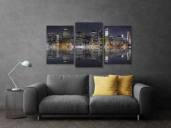 Модульная картина в гостиную / спальню   Місто в ночі     Art-734_3 Київ