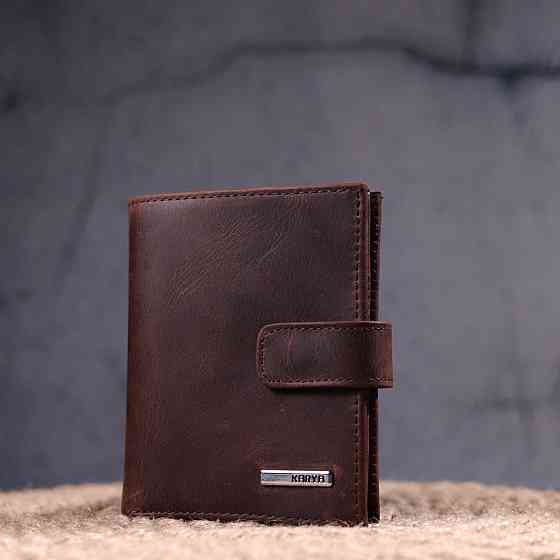 Небольшой мужской кошелек в винтажной коже KARYA 21387 Коричневый Киев