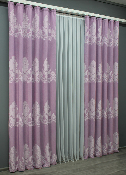 Комплект готовых штор VR-Textil Жаккард 1408ш сиреневый 150х270 см 2 шт (33-0273) Киев - изображение 4