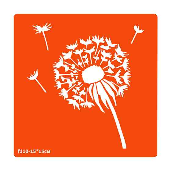 Трафарет для био-тату Одуванчик f110-15*15см, размер 15х15см Винница