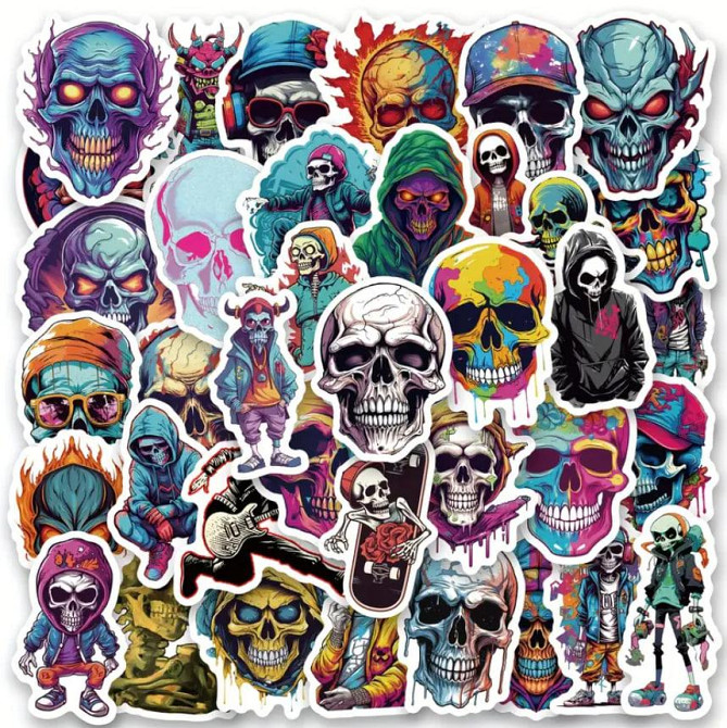 Наклейки Скелети, стікери, меми, приколи. Наклейки на мотоцикл, велосипед, для комп'ютера, ноутбука, Київ - фото 1