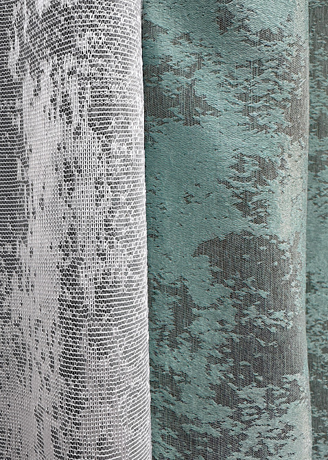 Комплект штор VR-Textil Жакард Мармур 100х270 2шт і Тюль 400х270 1148ш-1400т Бірюзово-сірий з білим 71-118/2 Київ - фото 7