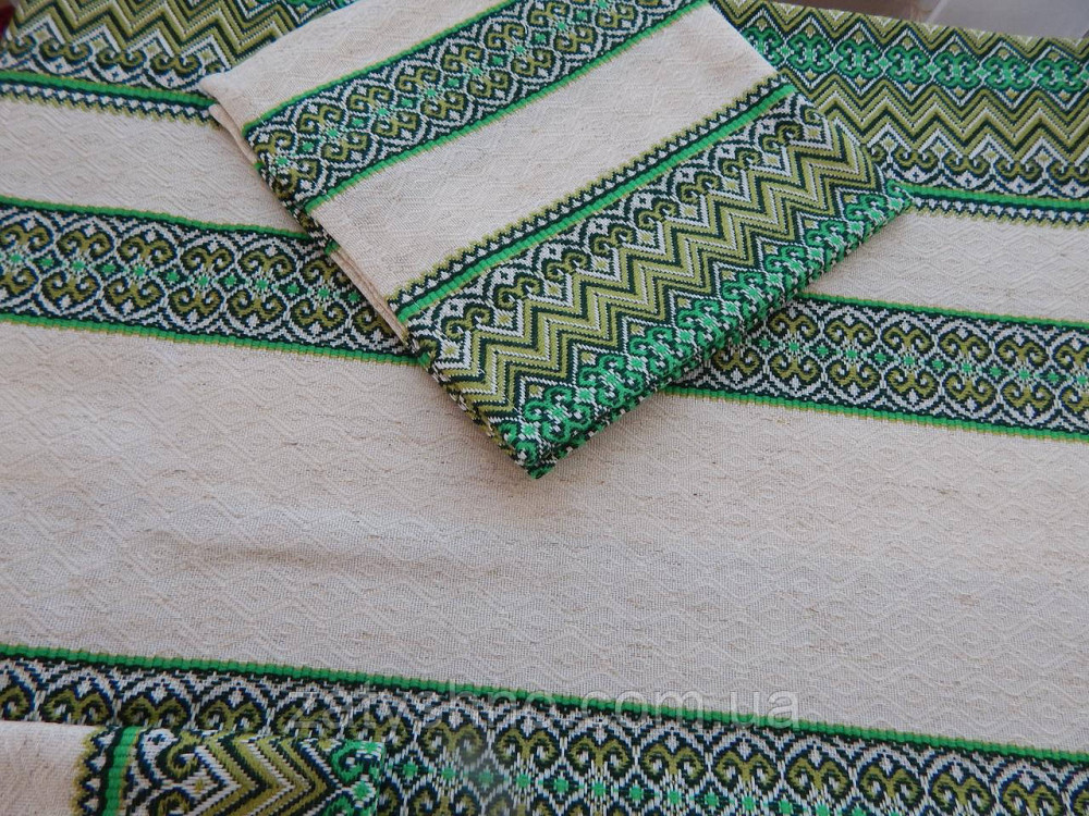 Зеленый комплект скатерти и салфетки вышитые Киев - изображение 6