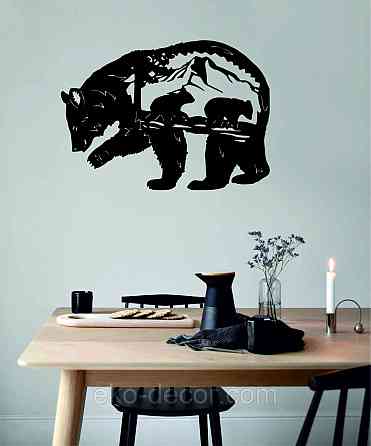 Декоративне настінне Панно «Ведмідь», Декор на стіну 110*78 см, Чорний Київ