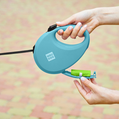 Поводок для собак WAUDOG R-leash с контейнером для пакетов L до 40 кг 5 м голубой (26292) Винница - изображение 6
