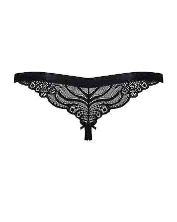 Кружевные танга с доступом Obsessive 828-THC-1 crotchless thong S/M, черные Sex Aura Киев