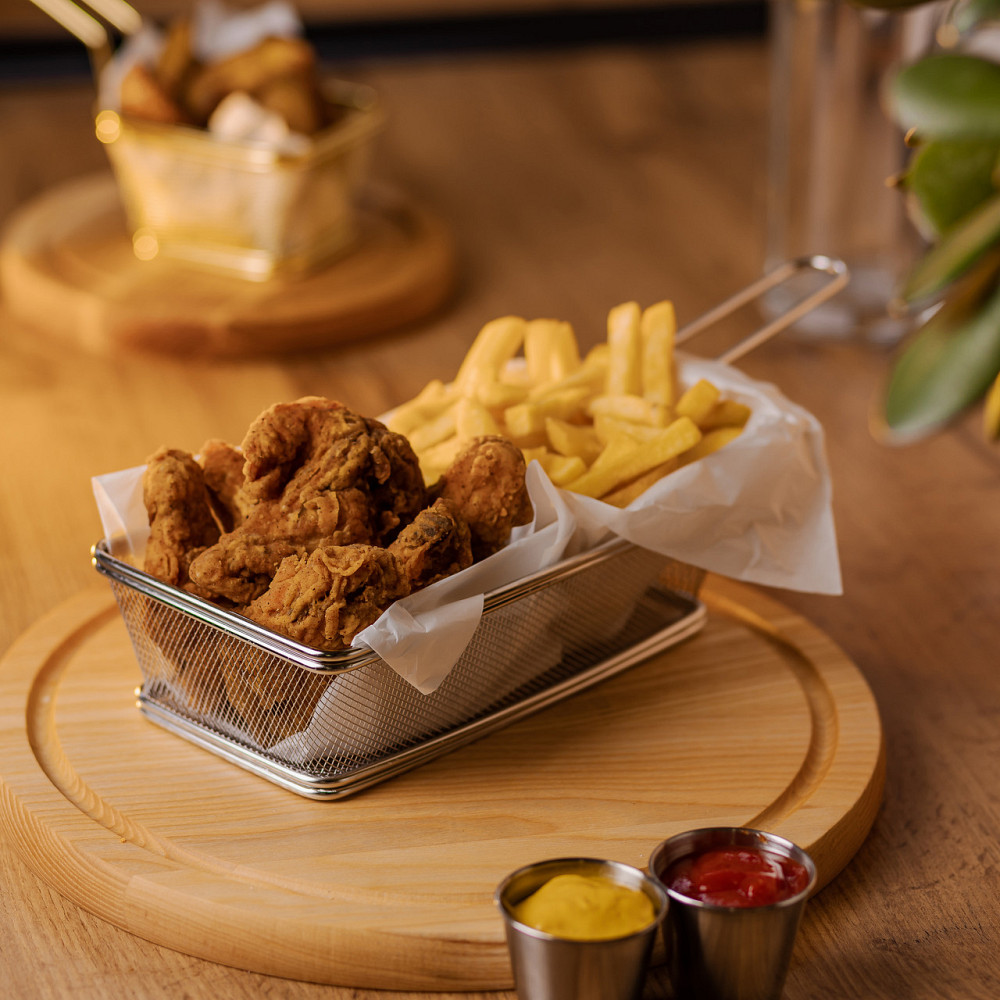 Кошик сервірувальний 21×11,5×5,5 см для подачі картоплі фрі та снеків з ручкою Срібляста HP-19-11 Коломия - фото 5